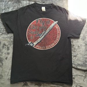 “Fly like you stole it” graphic black tee